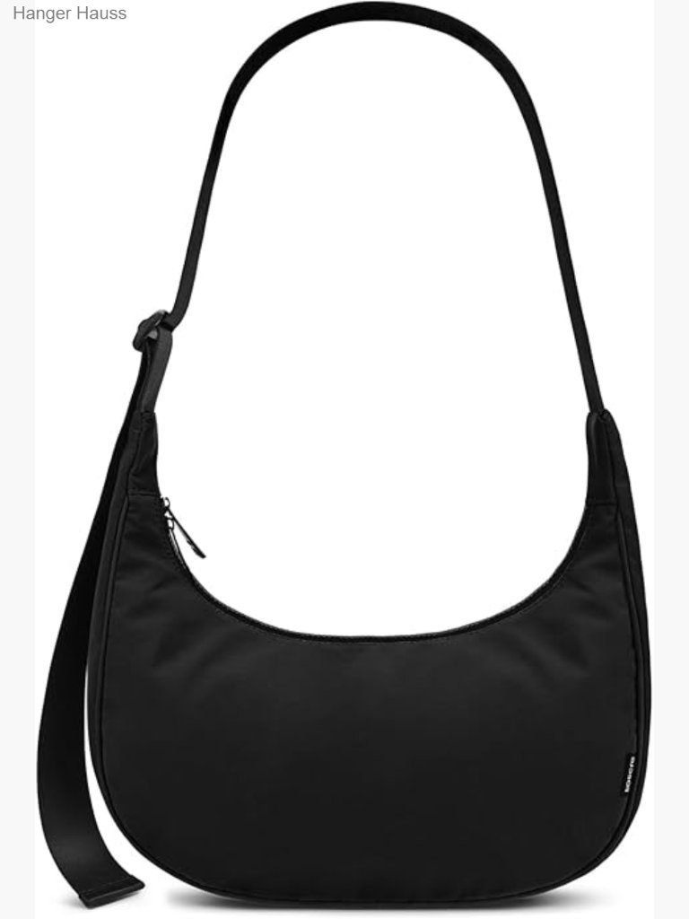 Medium Nylon Crossbody Crescent Hobo Bag With Adjustable Strap